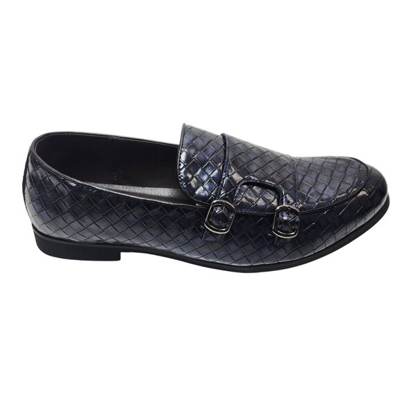 Mens Italian Style Blue Loafers Double Monk Straps Textured SZ 45 US 11.5 Shoes - Picture 9 of 14